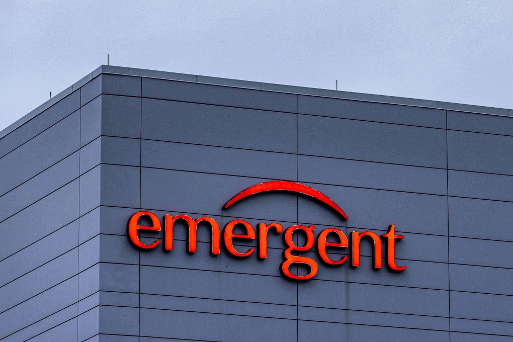 The Emergent BioSolutions plant, where millions of doses of Covid-19 vaccine were contaminated, in Baltimore, Maryland, on Friday. Photo: AFP