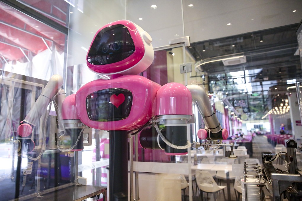 The Foodom Skyfall Food Kingdom Robot Restaurant in Shunde district, Foshan, uses robots from Qianxi Robotics Group. Photo: Iris Ouyang