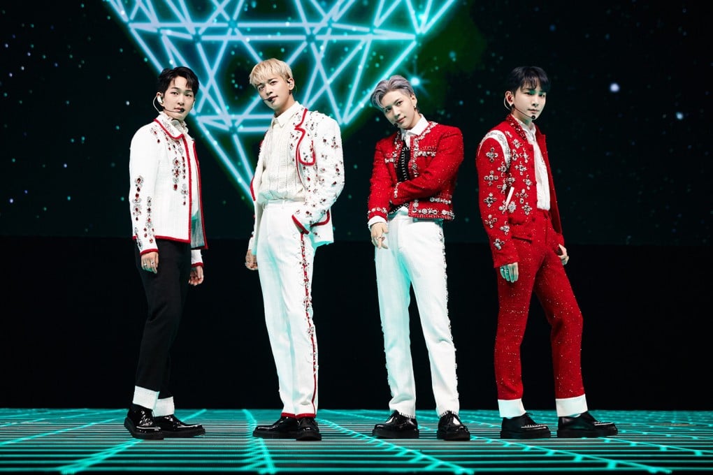 K-pop group Shinee performing at their Shinee World concert hosted on South Korean streaming platform V Live. Photo: SM Entertainment