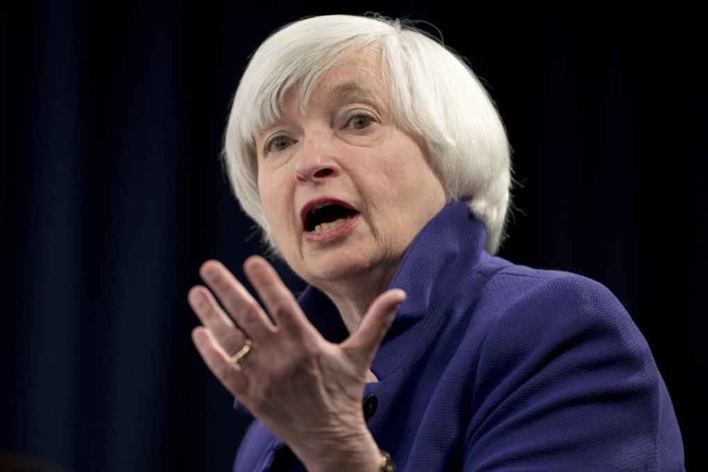 Janet Yellen speaks during a news conference in Washington in December 2017. Photo: AP