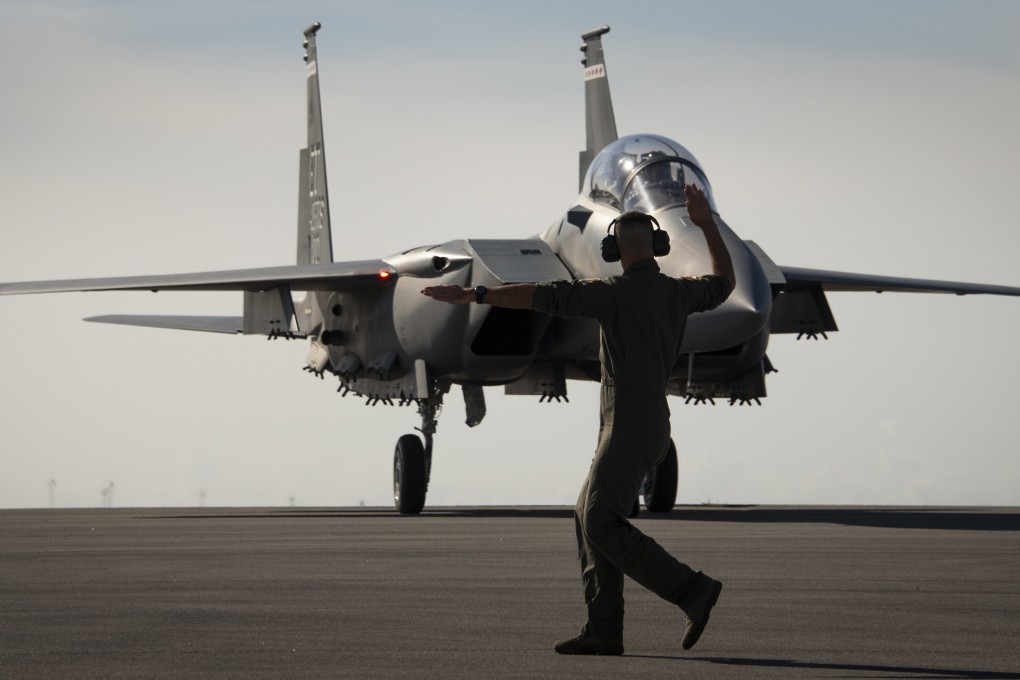 The F-15EX, the US Air Force’s newest fighter aircraft, arrives to Eglin Air Force Base in Florida on March 11, 2021. Photo: US Air Force