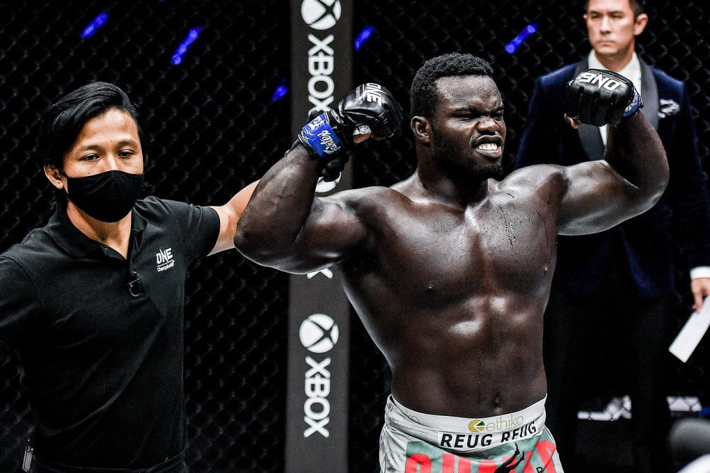 Oumar ‘Reug Reug’ Kane celebrates his victory over Patrick Schmid. Photo: ONE Championship