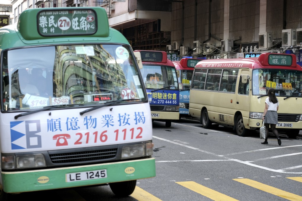 Green and red minibuses wait in traffic in Mong Kok. Hong Kong’s Smart Traffic Fund could be used to offer customised bus services in the city. Photo: Fung Chang