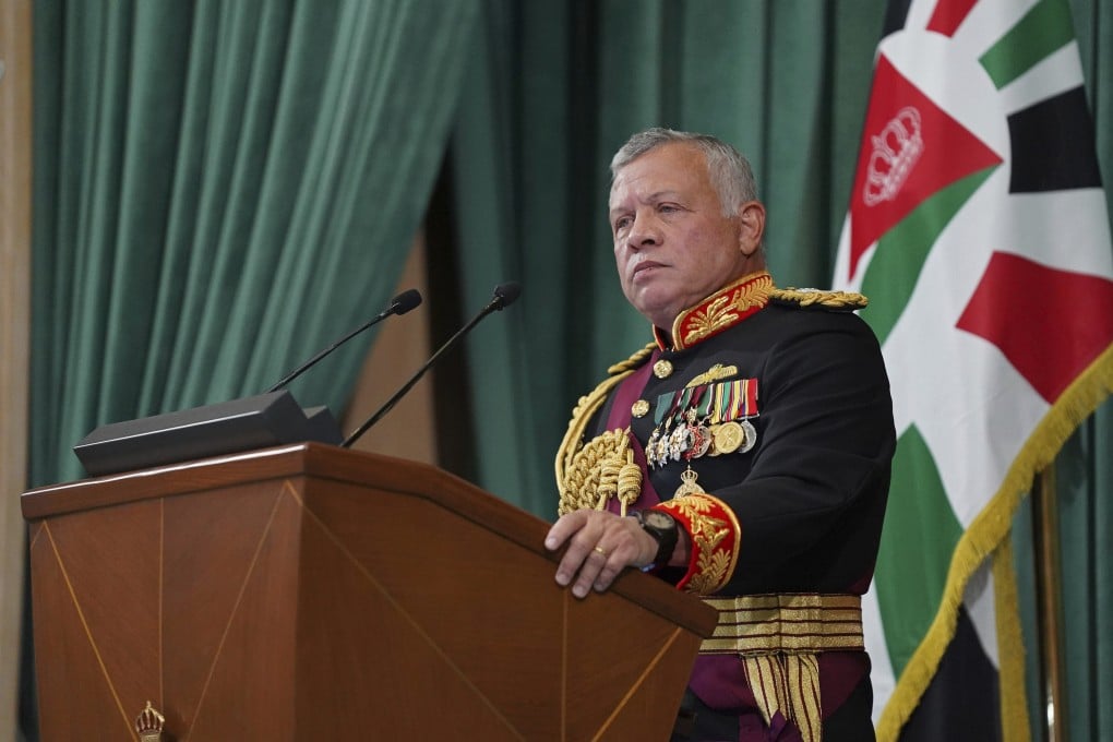 Jordan’s King Abdullah II gives a speech in Amman in December 2020. Photo: The Royal Hashemite Court via AP