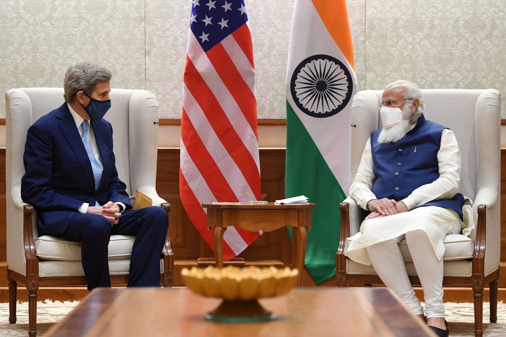 John Kerry, US special presidential envoy for climate, meets India’s Prime Minister Narendra Modi in New Delhi on Wednesday. Photo: Reuters