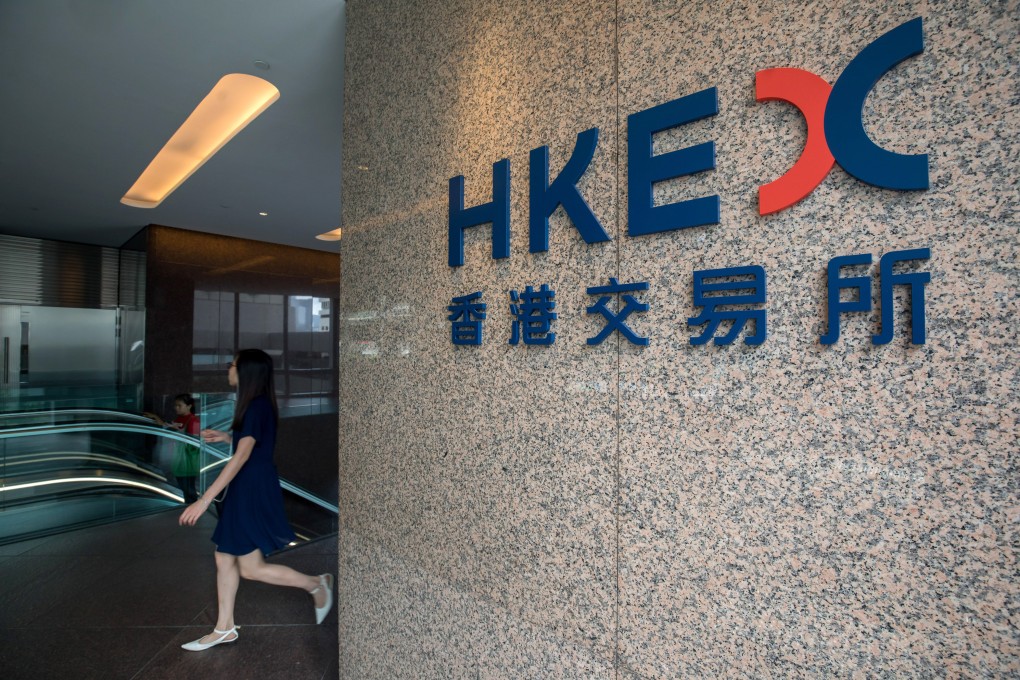 Signage for Hong Kong Exchanges &amp; Clearing Ltd at the Exchange Square complex in Central. Photo: Bloomberg