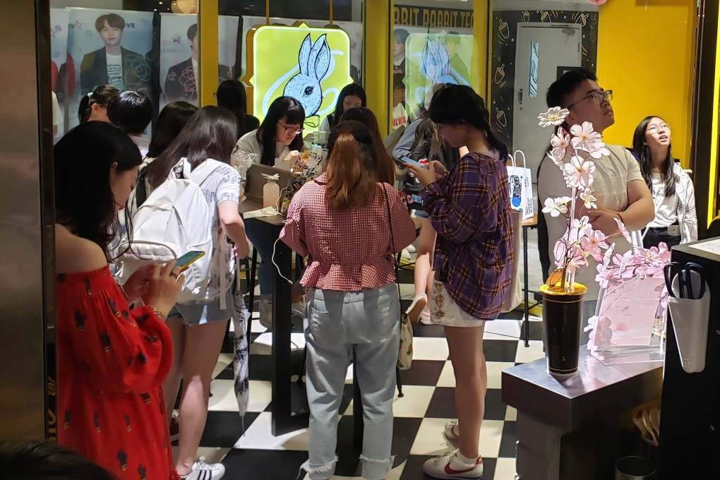Fans gather at Rabbit Rabbit Tea for a  birthday celebration. It is one of many birthday cafe events being thrown by K-pop fans in the city. Photo: Rabbit Rabbit Tea