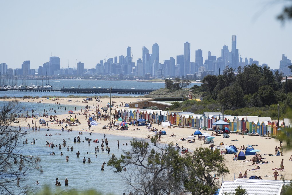 People are seen on a beach near Melbourne, in Australia’s Victoria state. Buruli ulcer cases have been found in parts of the inner city, but are more common along the coast. Photo: EPA
