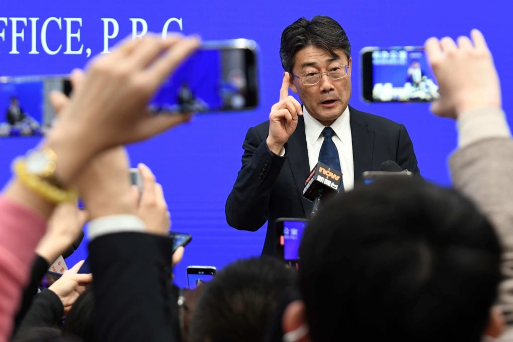 Director of the Chinese Center for Disease Control and Prevention Gao Fu speaks during a State Council Information Office press conference in Beijing on January 26, 2020. - China on January 26 expanded drastic travel restrictions to contain a viral contagion that has killed 56 people and infected nearly 2,000, as the United States and France prepared to evacuate their citizens from a quarantined city at the outbreak's epicentre. (Photo by Noel Celis / AFP)