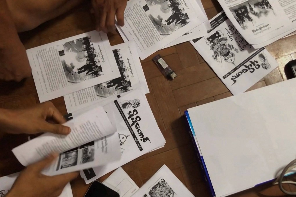 An underground newsletter being produced to spread information in Yangon. Photo: AFPTV