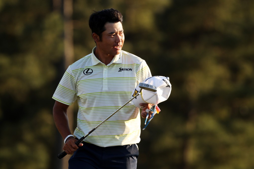 Hideki Matsuyama of Japan celebrates on the 18th green after winning the Masters at Augusta National Golf Club in Augusta, Georgia on Sunday. Photo: Getty Images / AFP