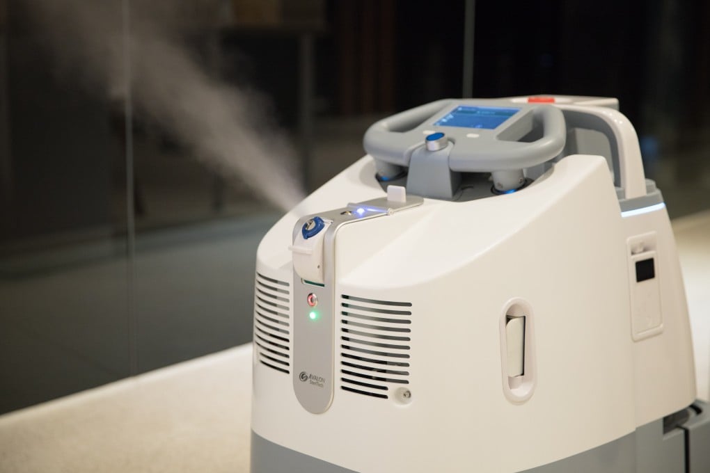 People prefer to see a robot spraying disinfectant than a human, according to a recent survey. Photo: SCMP Handout