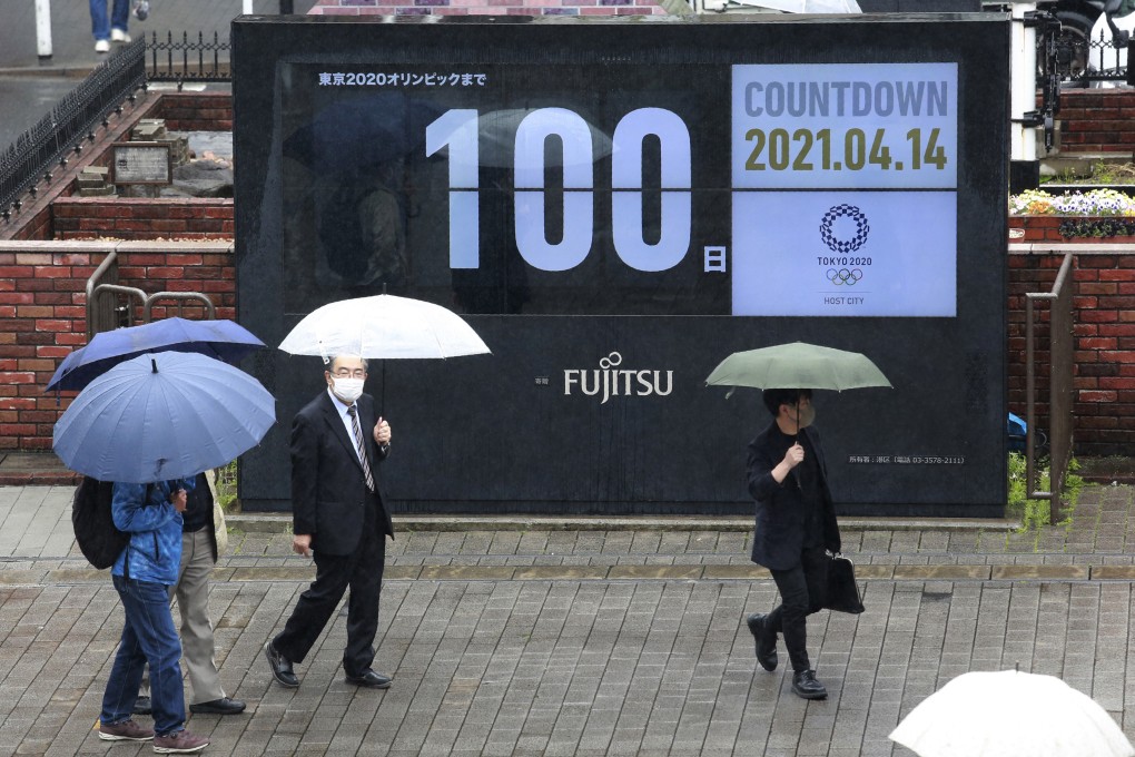 People walk by a countdown clock for the Tokyo 2020 Olympic and Paralympic Games in Tokyo. Photo: AP