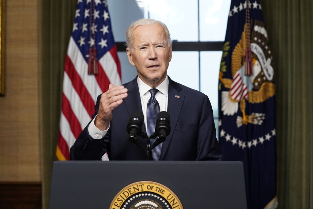 US President Joe Biden speaks at the White House on Wednesday about the withdrawal of remaining US troops from Afghanistan. Photo: TNS