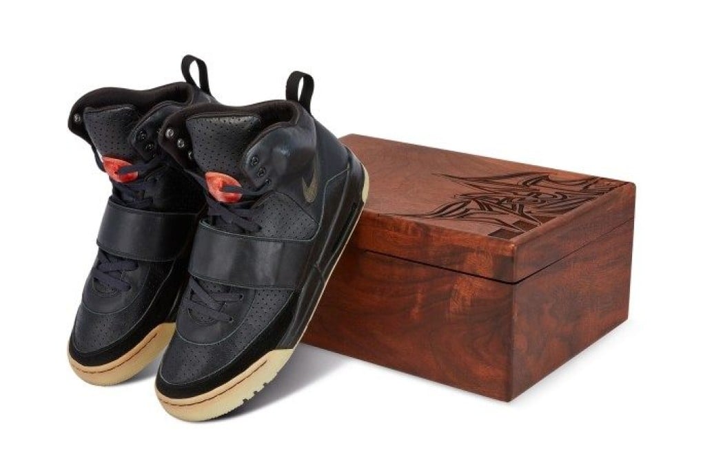 Kanye West’s Nike Air Yeezy 1 sneakers are being offered for private sale at Sotheby’s in Hong Kong.