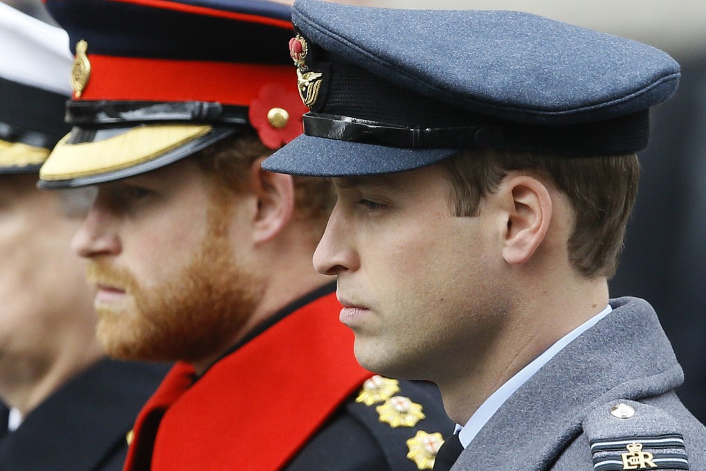Britain’s Prince William (right) and Prince Harry attend the Remembrance Sunday ceremony at the Cenotaph in London in November 2015. Photo: AP