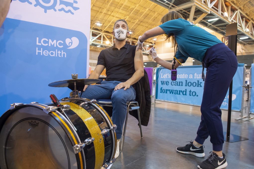 A drummer receives the Johnson & Johnson Covid-19 vaccine in New Orleans, US. File photo: AP