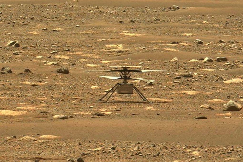 The Ingenuity Mars Helicopter after it successfully completed a high-speed spin-up test. Photo: Nasa