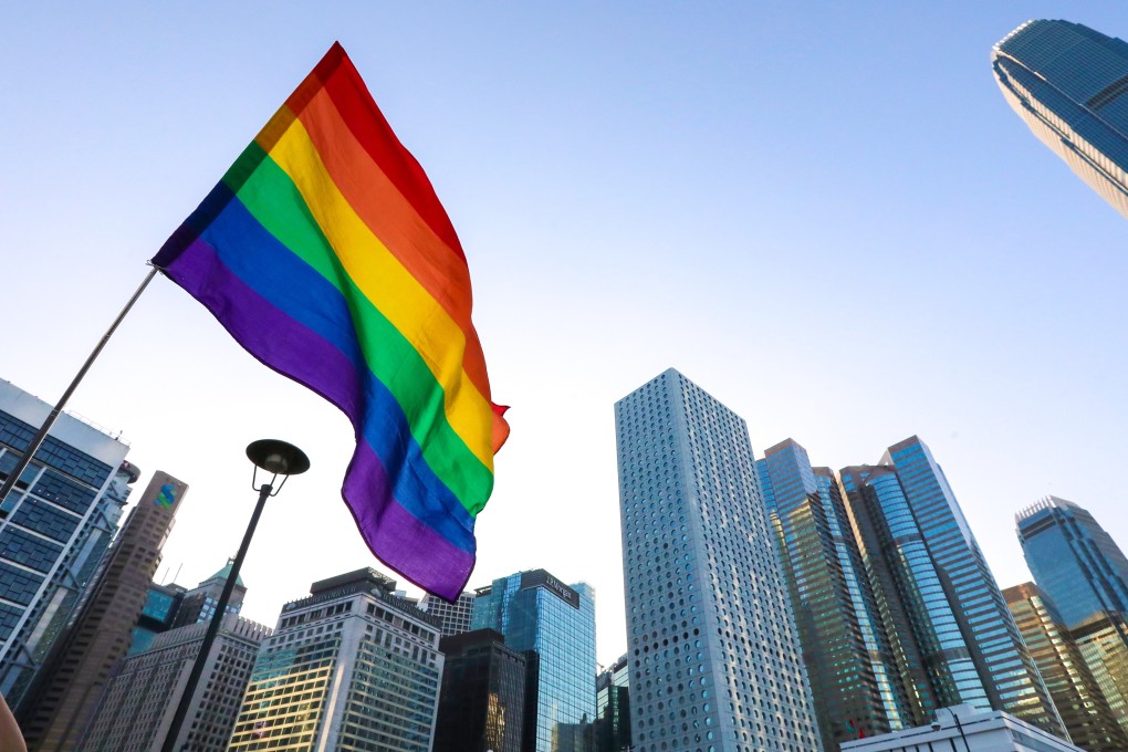 A rainbow flag at the 2019 Pride Parade assembly in Central, Hong Kong. Photo: Felix Wong