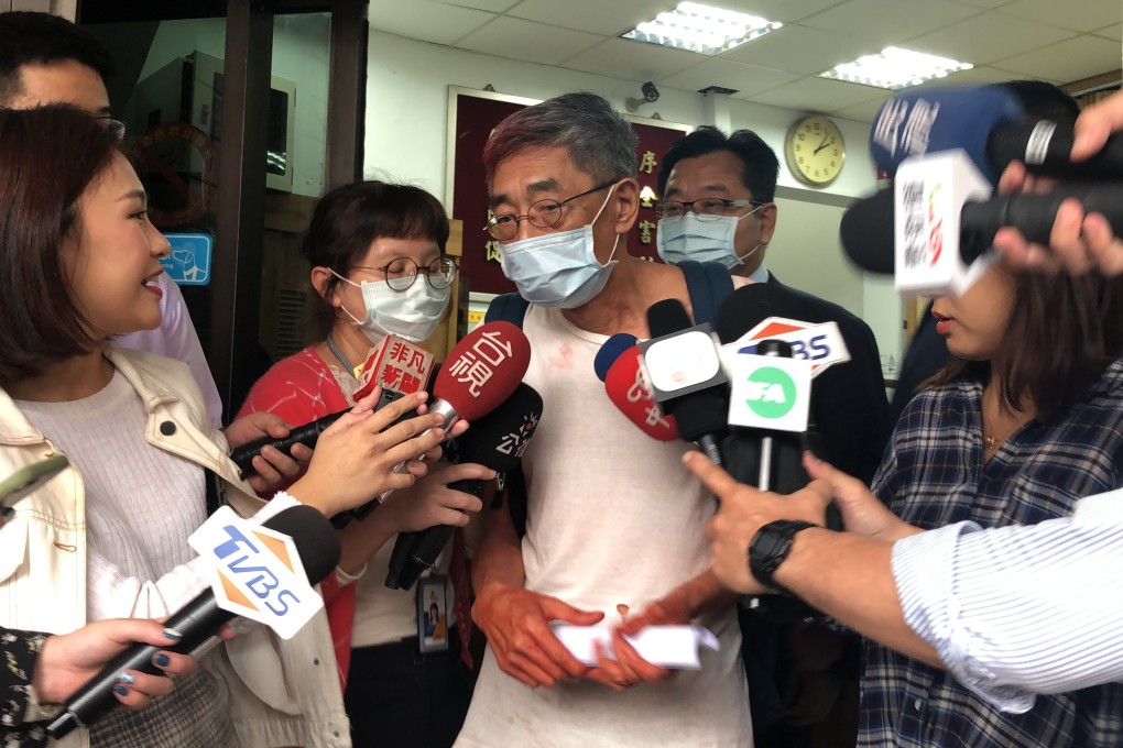 Bookseller Lam Wing-kee speaks to media in Taipei after the attack in April last year. Photo: Handout