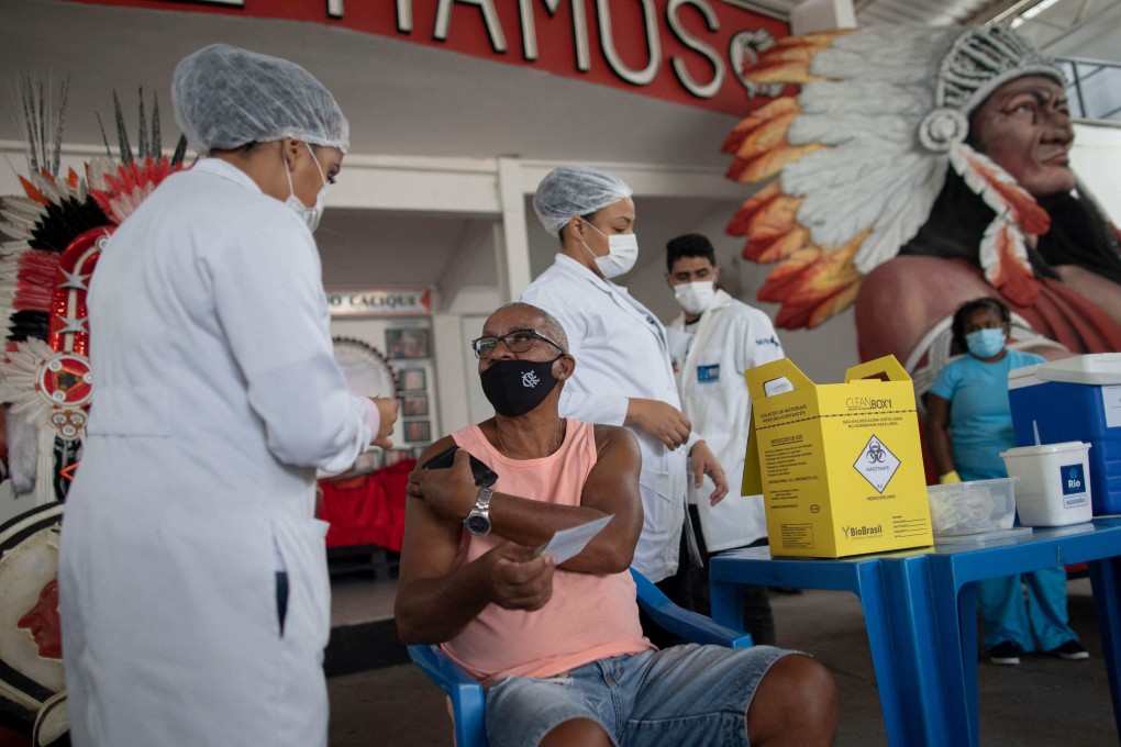 Chinese company Sinovac’s Covid-19 vaccine is administered to a man in Rio de Janeiro, Brazil. Photo: AFP