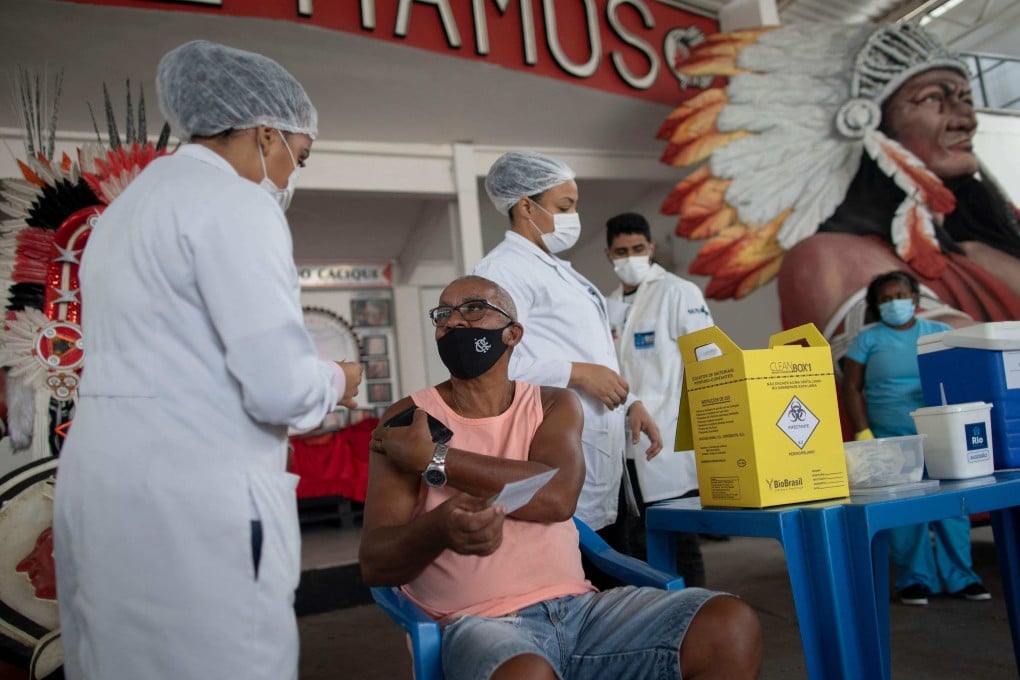 Chinese company Sinovac’s Covid-19 vaccine is administered to a man in Rio de Janeiro, Brazil. Photo: AFP