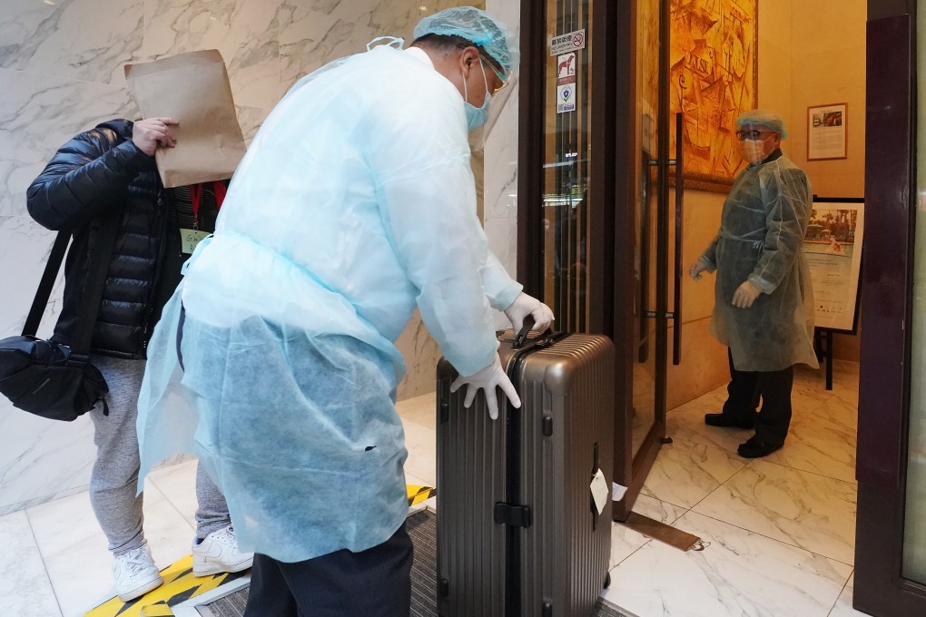 A traveller arrives at the Ramada Grand View in North Point on December 22, 2020, to begin a mandatory quarantine period. Photo: Felix Wong