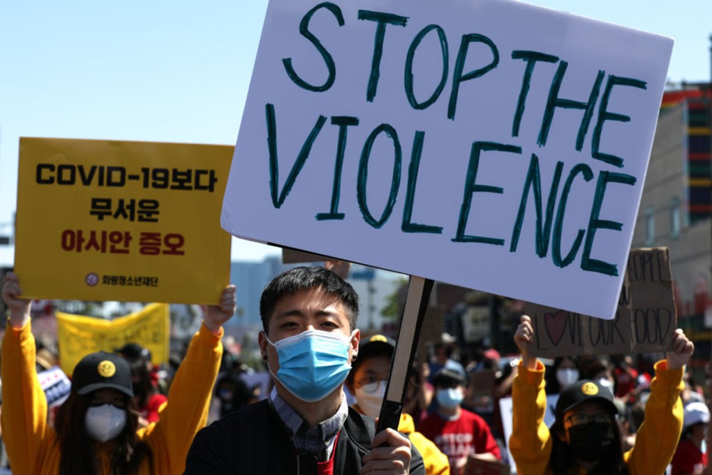 Demonstrators rally against Asian-American violence and discrimination in Los Angeles. Photo: Getty Images/TNS)
