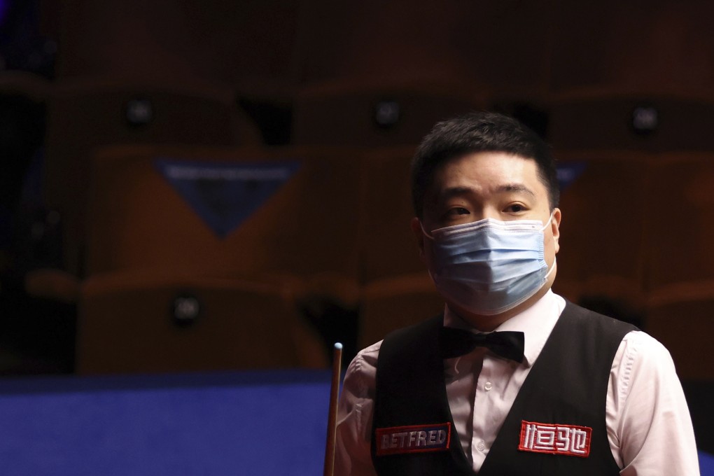 Ding Junhui during his match against Stuart Bingham at the World Snooker Championships. Photo: AP
