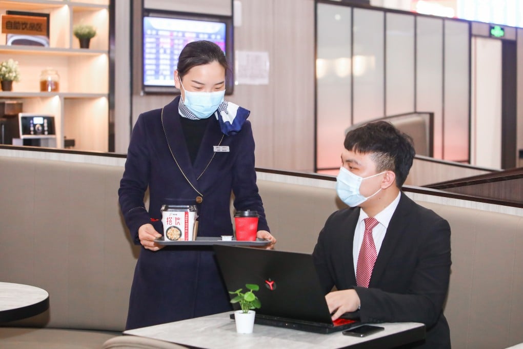 The Dragon Pass x Plaza Premium Lounge at the Changsha south high-speed railway station can be accessed for a walk-in fee of 68 yuan for a four-hour stay. Photo: Handout