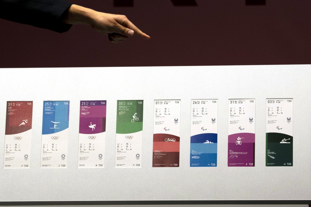 Tickets for the Tokyo 2020 Olympics and Paralympics displayed in Tokyo. Many fans living outside Japan who bought from Authorized Ticket Resellers  will not get full refunds. Photo: AP
