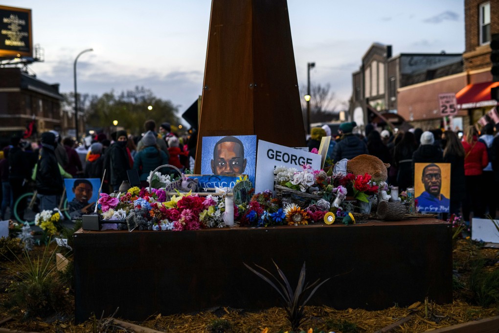 People rally at George Floyd Square in Minneapolis on Tuesday. Photo: Getty Images/AFP