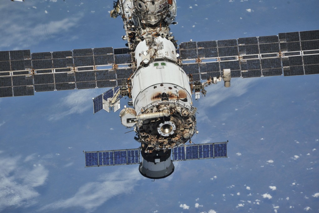 The International Space Station (ISS) was photographed by Expedition 56 crew members from a Soyuz spacecraft after undocking in October 2018. Photo: Roscosmos via Reuters