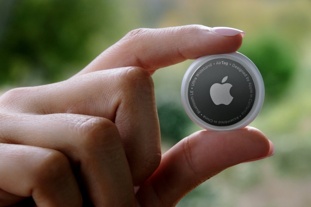 Apple unveils AirTag, in this still image from the keynote video of a special event at Apple Park in Cupertino, California, US, released on April 20, 2021. Photo: Handout