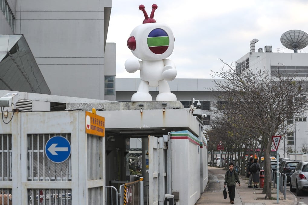 A man walks past TVB City in Tseung Kwan O in December 2019. Photo: Sam Tsang