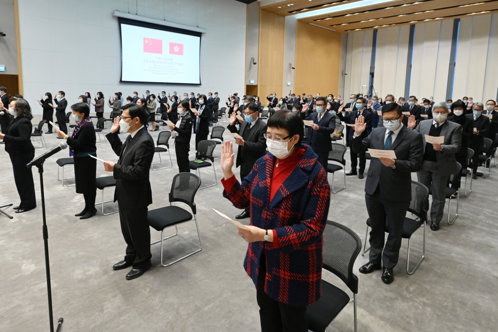Hong Kong civil servants at an oath-taking ceremony. Photo: Handout