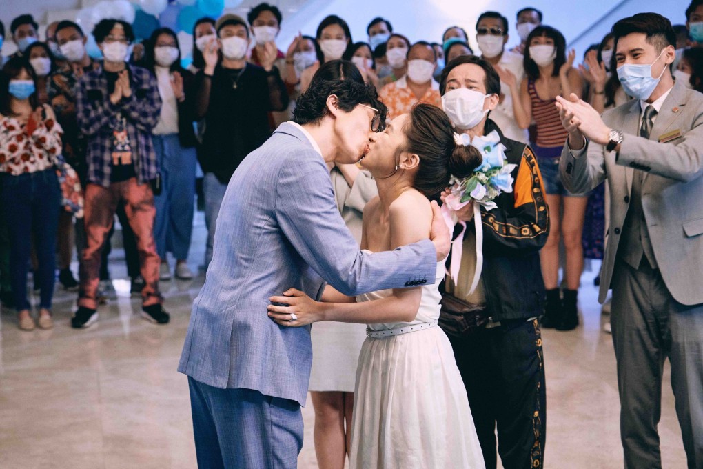 Luk Wing-kun and Cecilia So in a still from All U Need Is Love (category IIB; Cantonese). Julian Cheung, Louis Cheung, and Tony Leung Ka-fai co-star.