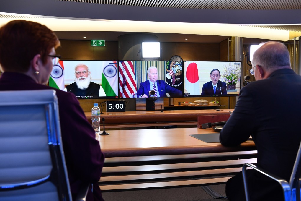 Leaders from the US, India, Japan and Australia take part in a Quad meeting in March. Photo: EPA-EFE