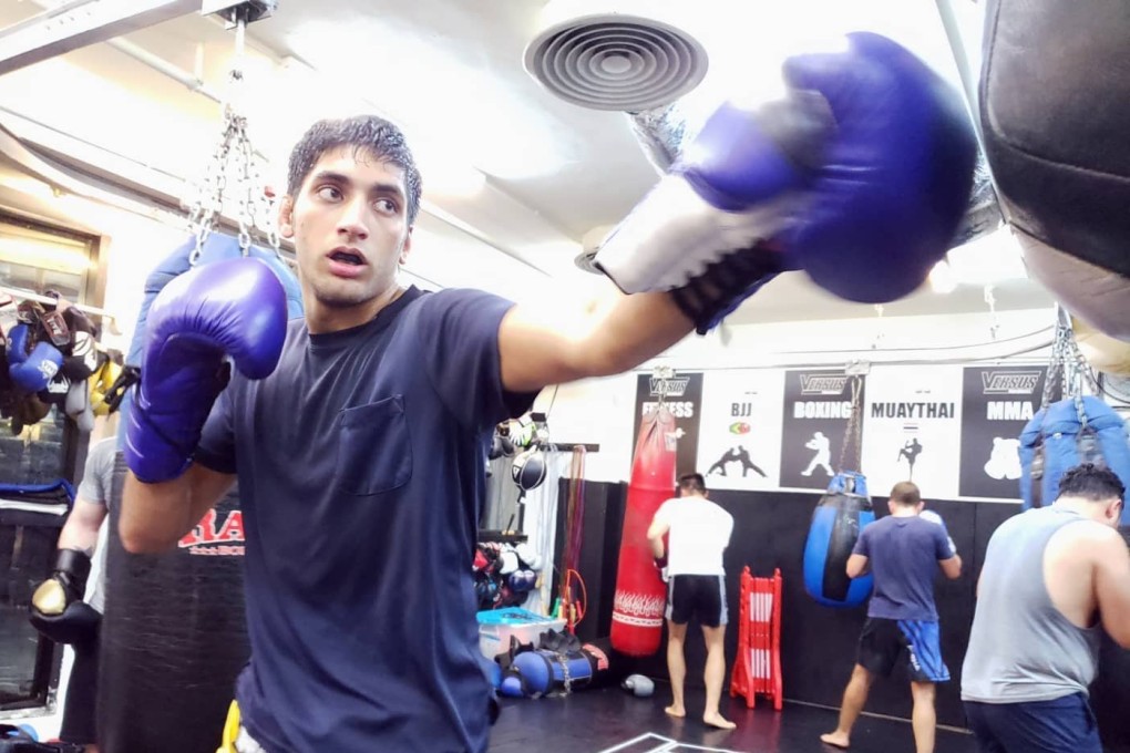 Local martial artist Rehaan Lulla punches the bag at the Versus Performance gym in Sheung Wan, Hong Kong in 2020. Photo: Versus Performance