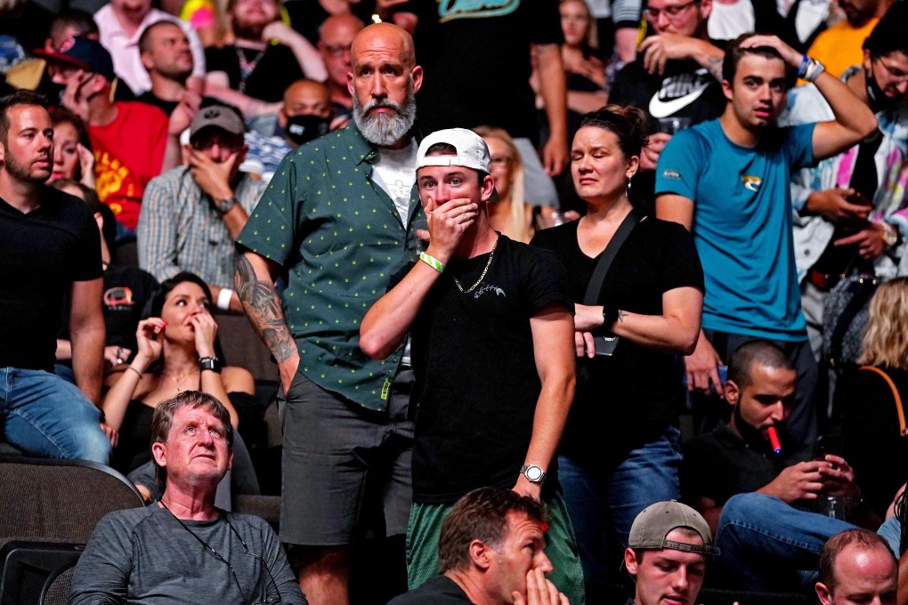 Fans are in shock after Chris Weidman broke his leg on the first kick of his bout against Uriah Hall at UFC 261 at the VyStar Veterans Memorial Arena in Jacksonvilla, Florida. Photo: USA Today