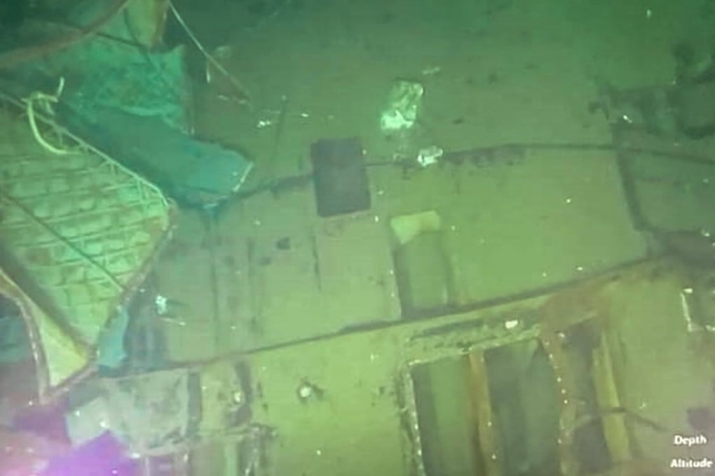 Parts of the missing Indonesian submarine which has been found cracked apart on the seafloor in waters off Bali. Photo: AFP