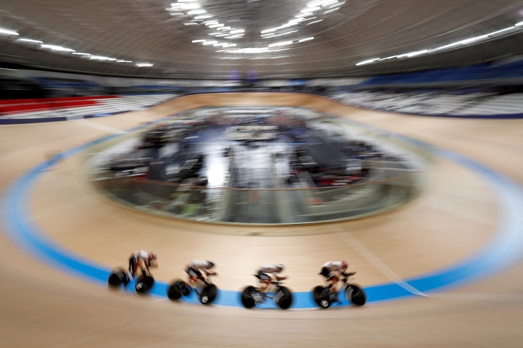 Riders compete during the Tokyo 2020 Olympics test event at the Izu Velodrome, in Izu. Photo: Reuters