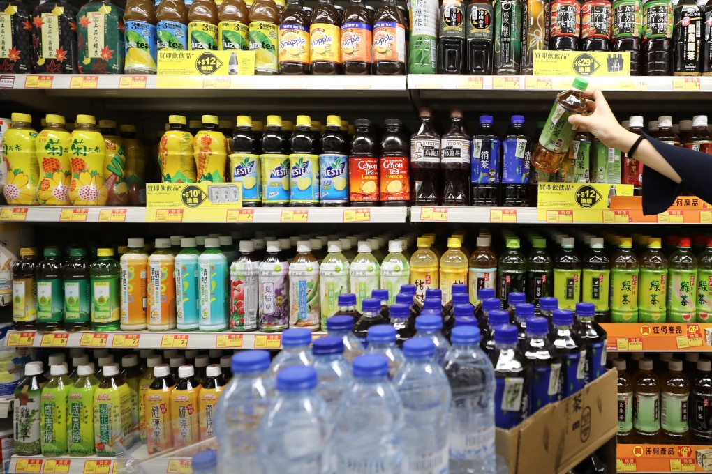 Row upon row of plastic bottles in the drinks section of a supermarket in Sheung Wan in December 2018. A top priority in Hong Kong’s plastic recycling plan must be to reduce waste at source. Photo: Sam Tsang