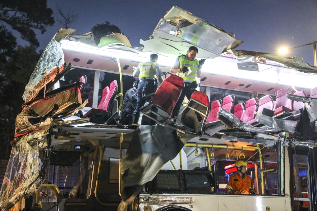 Police investigate the wreckage of a 2019 double-decker bus crash that left six people dead and another 38 injured. Photo: Dickson Lee