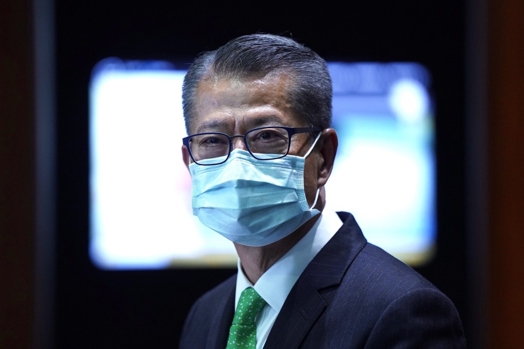 Hong Kong Financial Secretary Paul Chan meets the press outside Legco on Wednesday. Photo: Sam Tsang