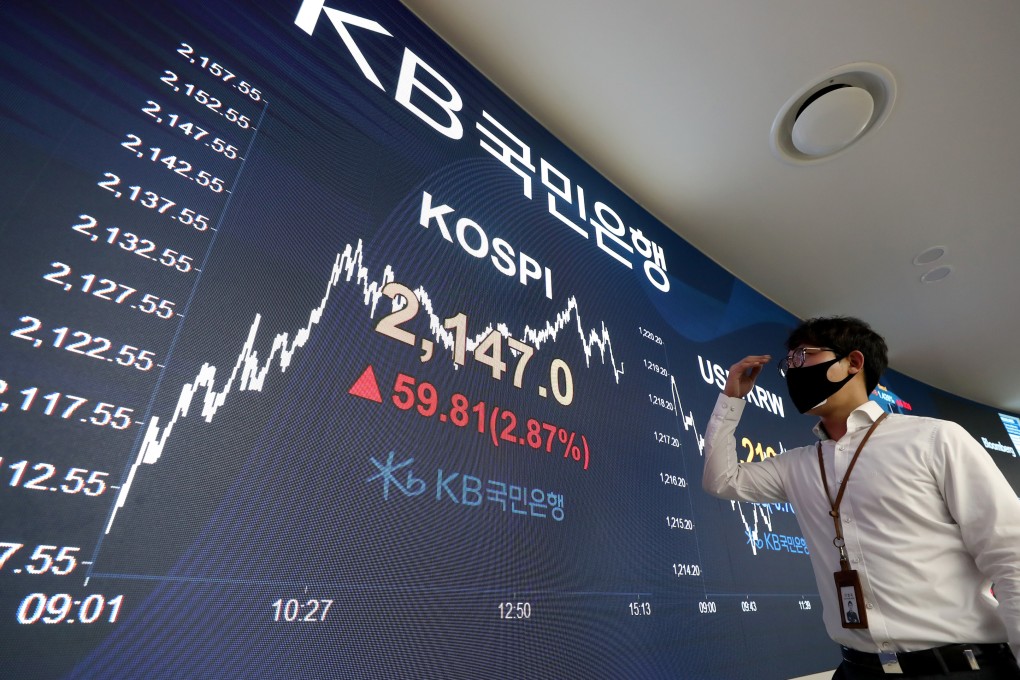 A trader in South Korea watches market movements in June 2020. Markets await the Federal Reserve policy decision later today. Photo: dpa