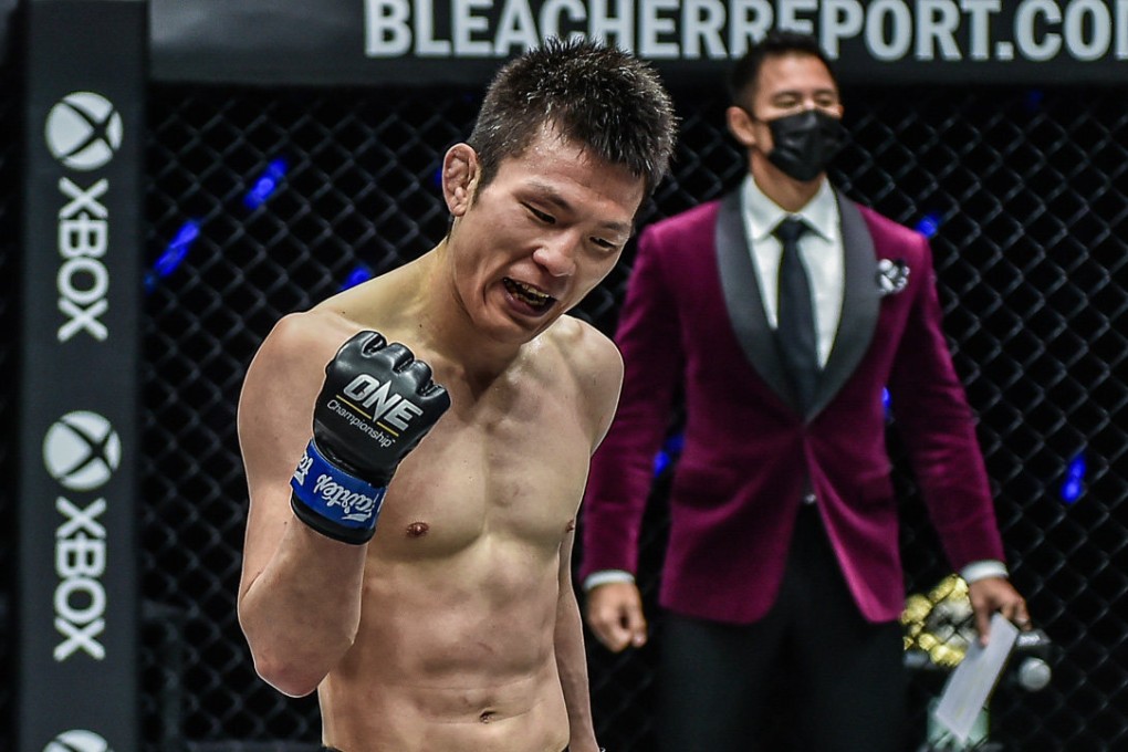 Shinya Aoki celebrates his win over Eduard Folayang at ONE on TNT 4. Photos: ONE Championship