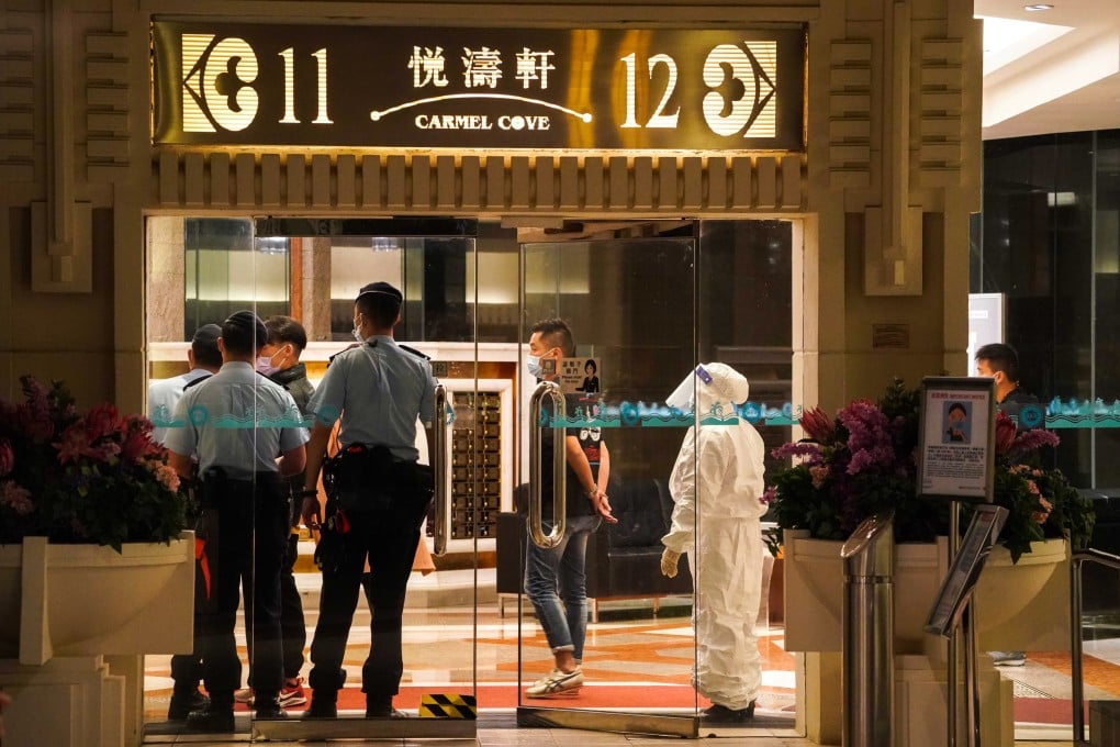 Block 11 of Carmel Cove was locked down at 7pm. Photo: Felix Wong