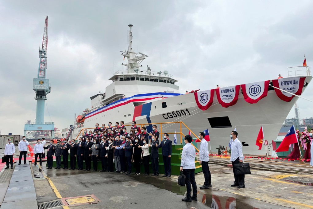 Taiwanese President Tsai Ing-wen is among the dignitaries as the new coastguard ship Chiayi is commissioned in Kaohsiung. Photo: Reuters