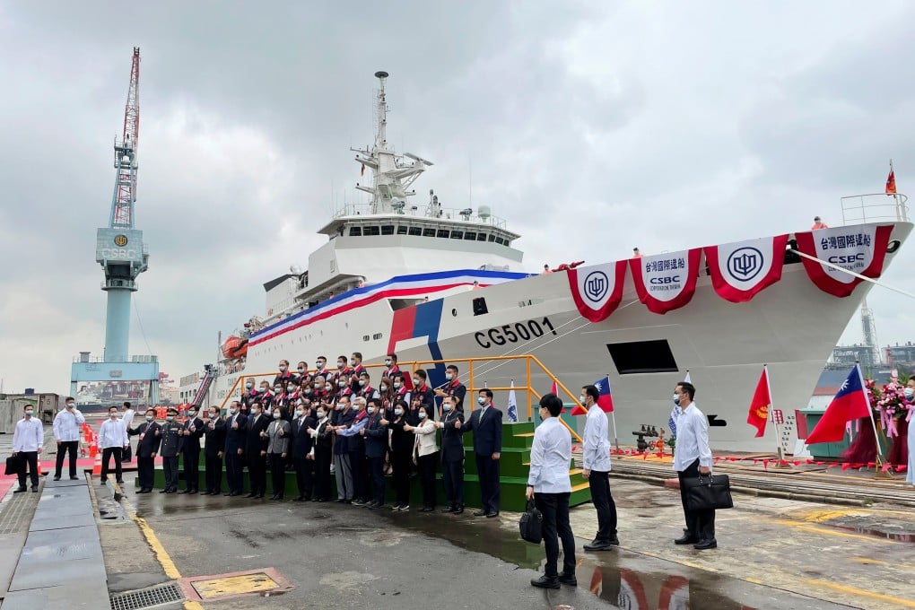 Taiwanese President Tsai Ing-wen is among the dignitaries as the new coastguard ship Chiayi is commissioned in Kaohsiung. Photo: Reuters